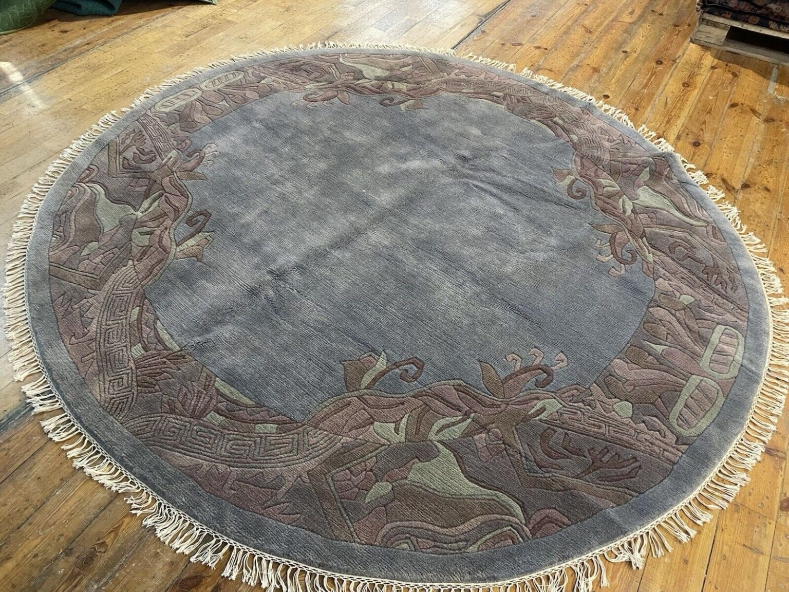 runder-perserteppich-230-cm-royal-peking-muster-in-grun-blau-und-petrol-1 Orientteppich Nepal 230 cm Wolle handgeknüpft