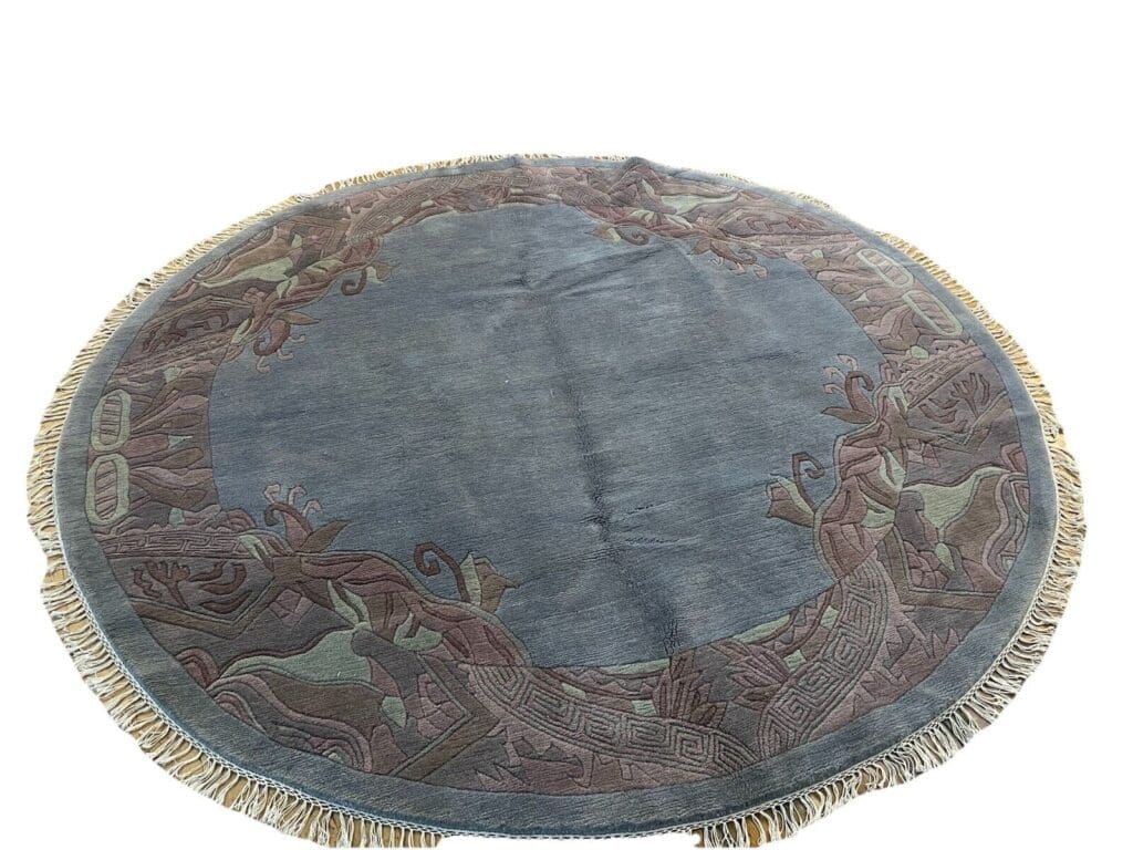 runder-perserteppich-230-cm-royal-peking-muster-in-grun-blau-und-petrol-2 Orientteppich Nepal 230 cm Wolle handgeknüpft
