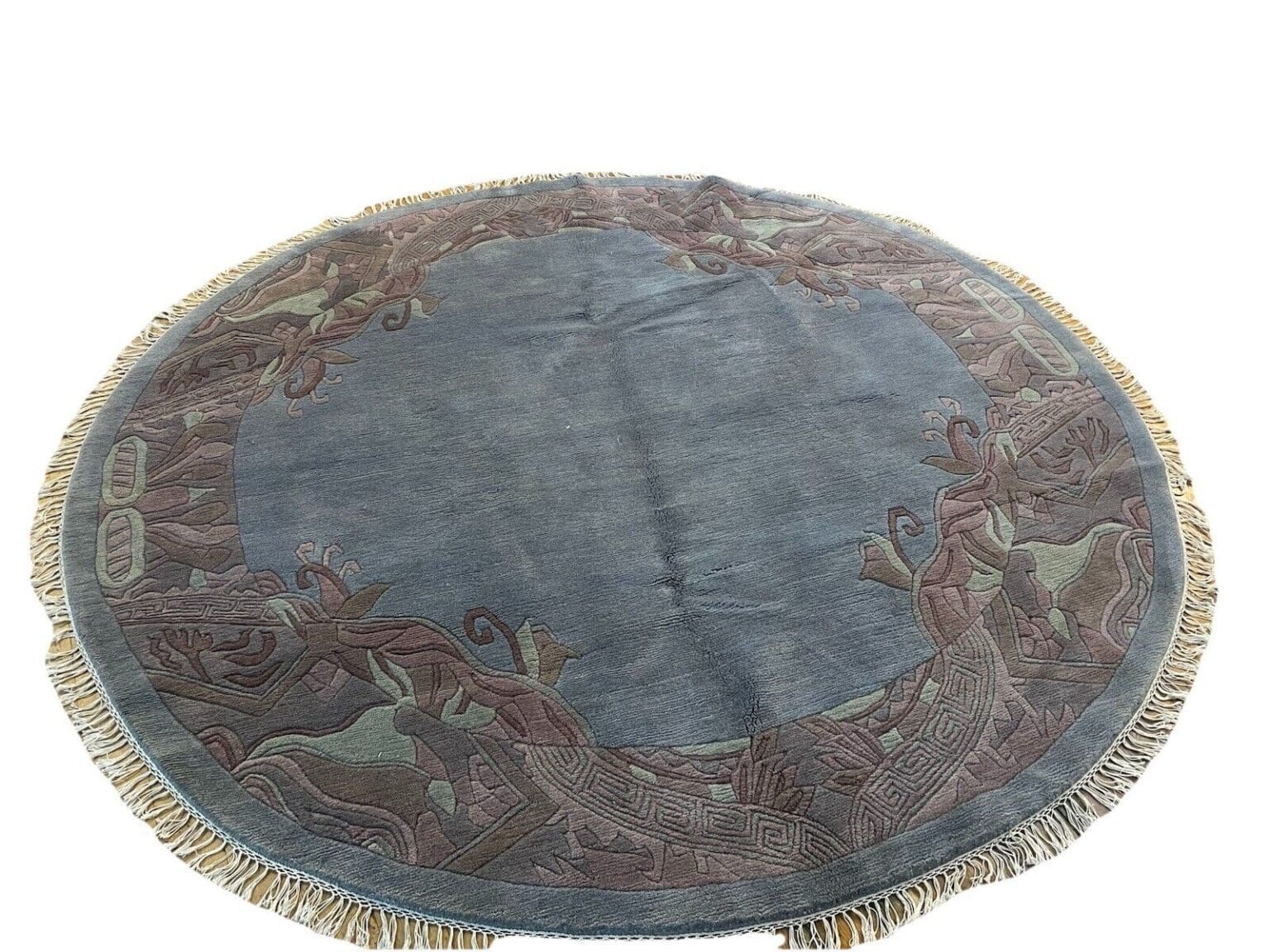 runder-perserteppich-230-cm-royal-peking-muster-in-grun-blau-und-petrol-2 Orientteppich Nepal 230 cm Wolle handgeknüpft