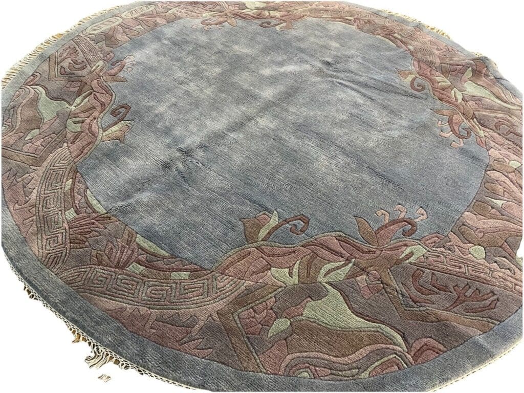 runder-perserteppich-230-cm-royal-peking-muster-in-grun-blau-und-petrol-3 Orientteppich Nepal 230 cm Wolle handgeknüpft