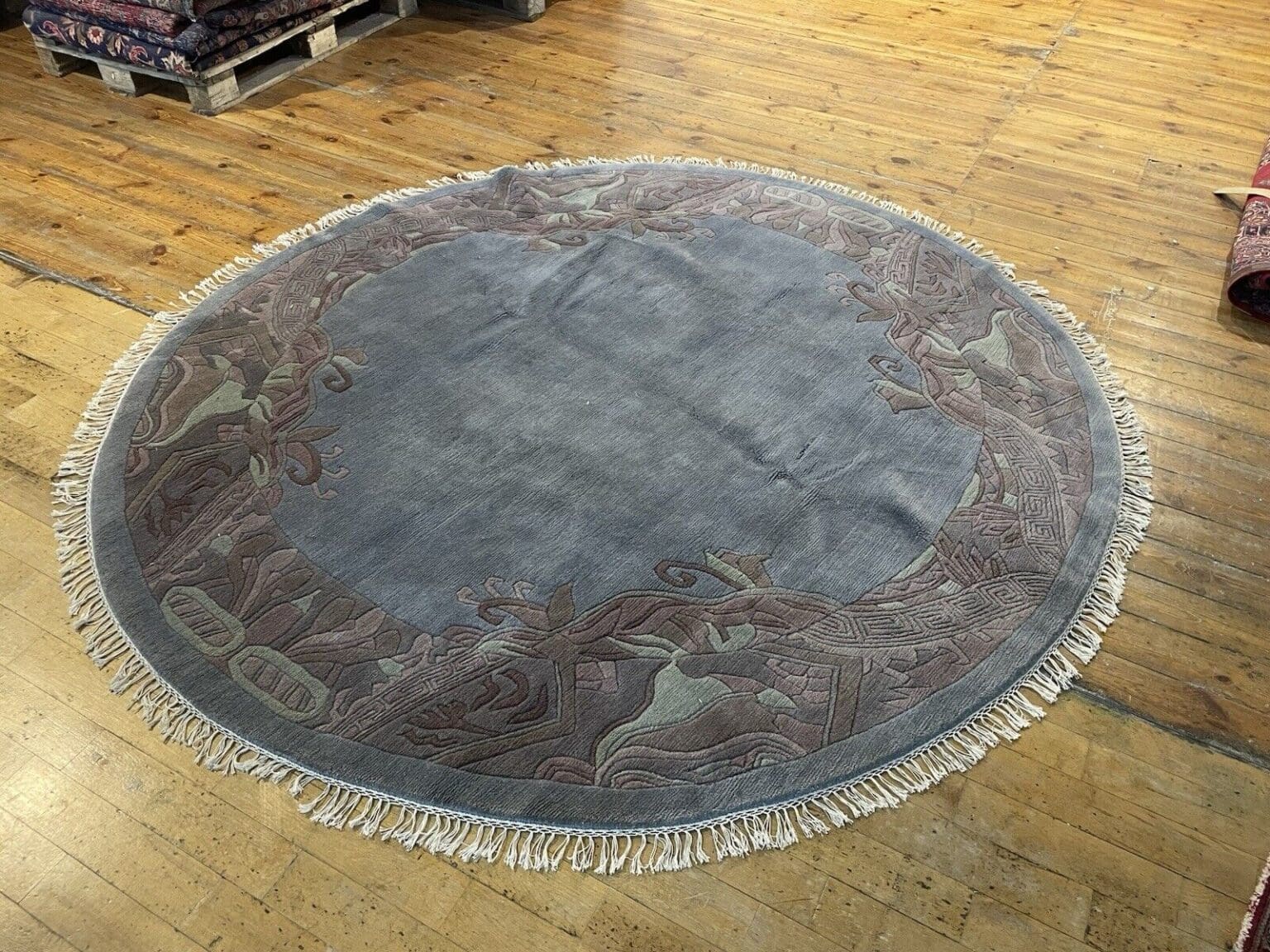runder-perserteppich-230-cm-royal-peking-muster-in-grun-blau-und-petrol-8 Orientteppich Nepal 230 cm Wolle handgeknüpft