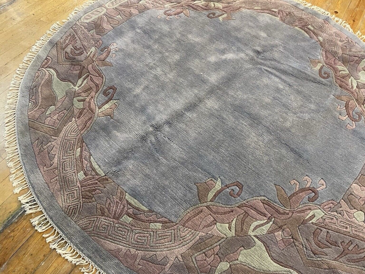 runder-perserteppich-230-cm-royal-peking-muster-in-grun-blau-und-petrol-9 Orientteppich Nepal 230 cm Wolle handgeknüpft