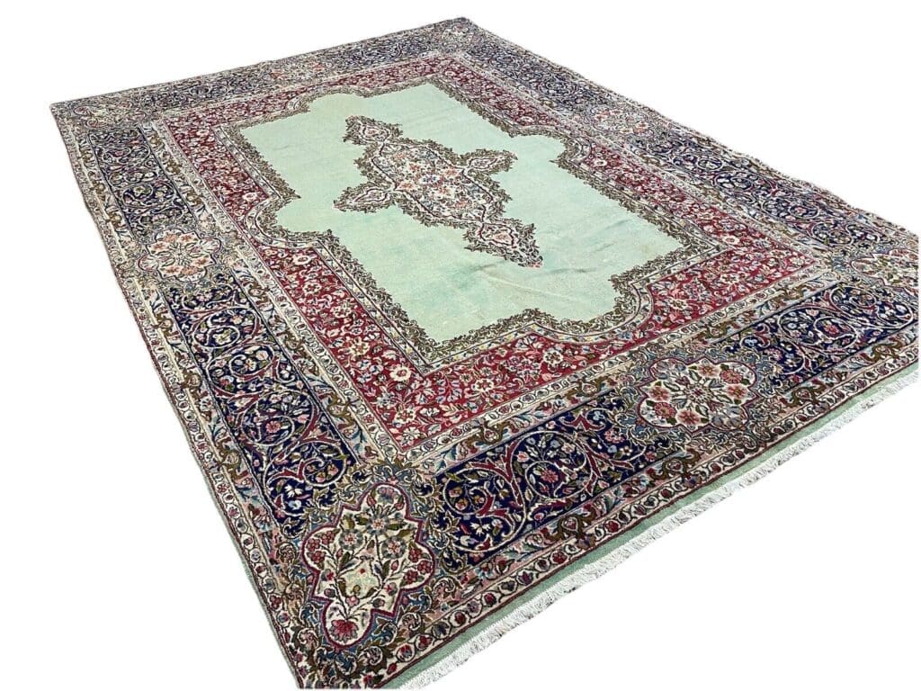 antiker-kerman-perserteppich-350x250-cm-extrem-fein-geknupft-florhohe-4mm-1-1 Perserteppich Kerman 350 x 250 cm Wolle handgeknüpft