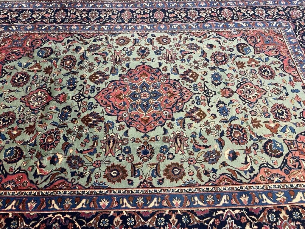 perserteppich-305x205-cm-medaillon-muster-in-lebendigem-grun-8-mm-6 Perserteppich 305x205 cm Wolle handgeknüpft