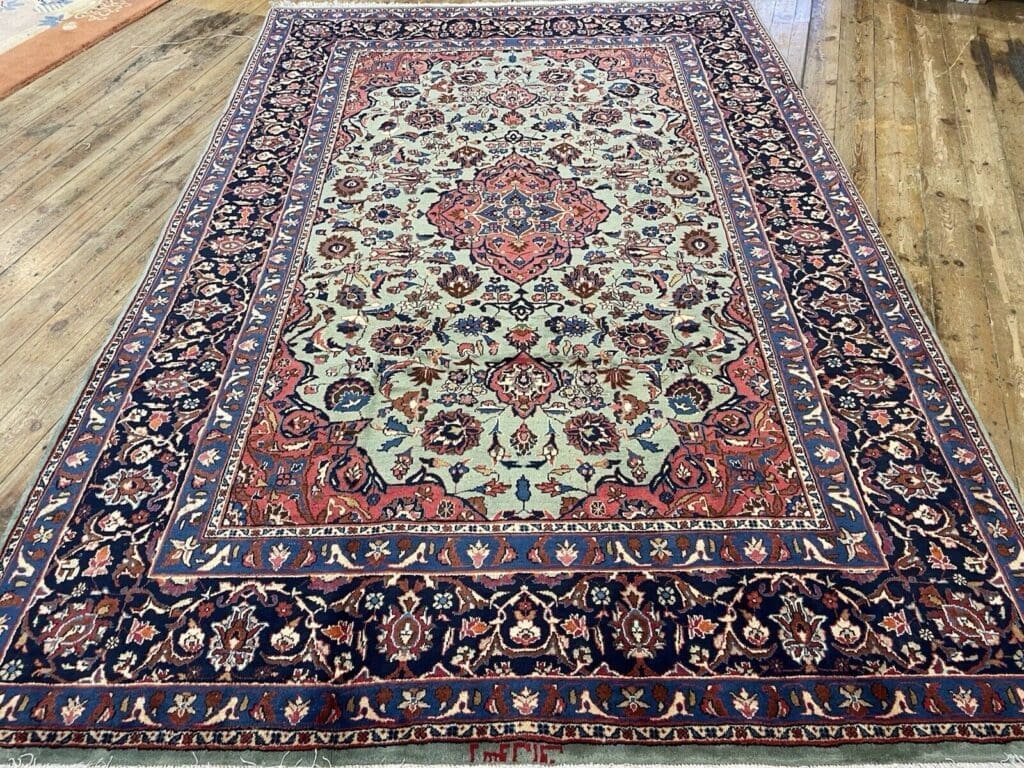 perserteppich-305x205-cm-medaillon-muster-in-lebendigem-grun-8-mm-7 Perserteppich 305x205 cm Wolle handgeknüpft