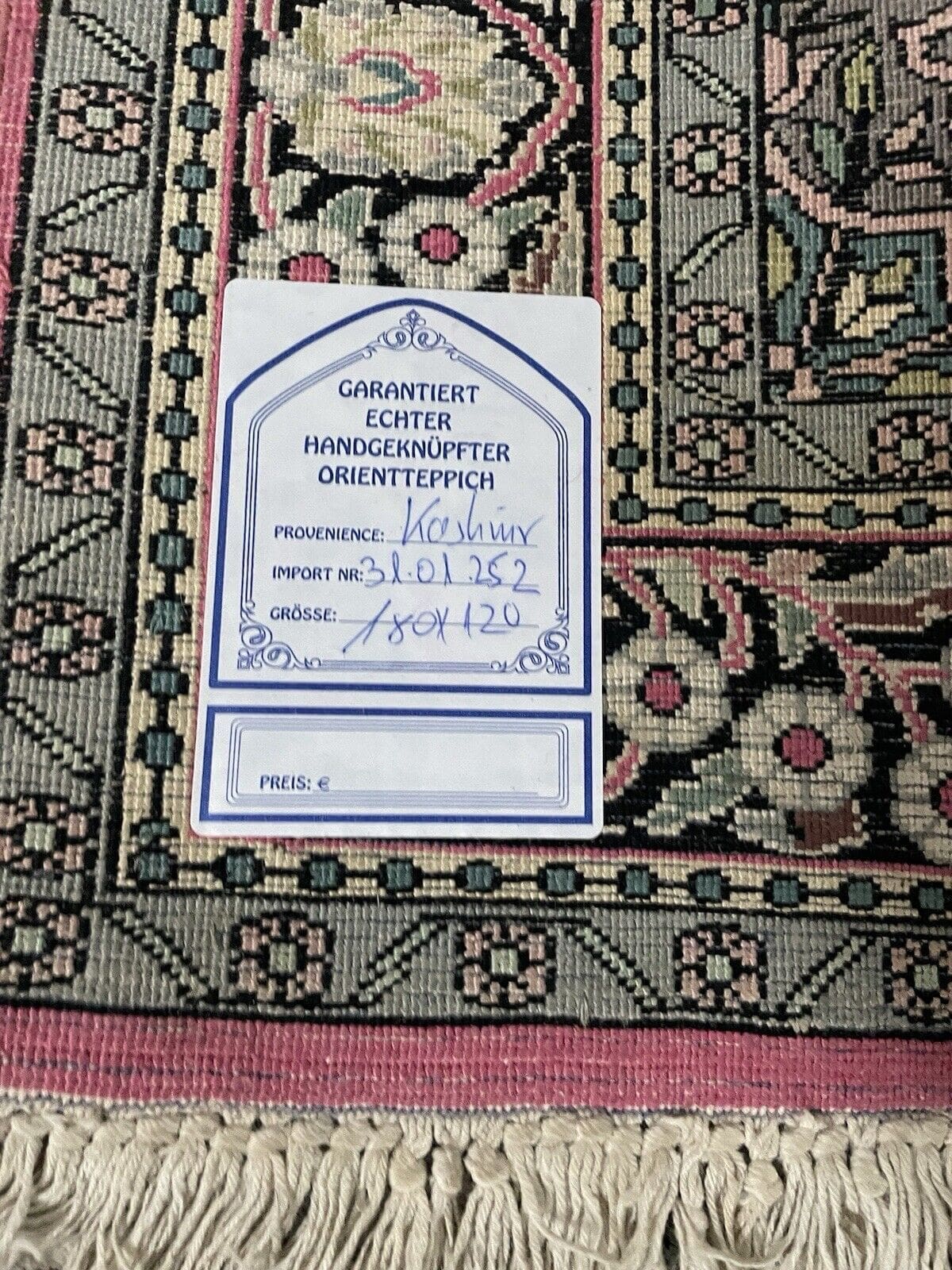 Orientteppich Kashmir 180 x 120 cm Seide handgeknüpft