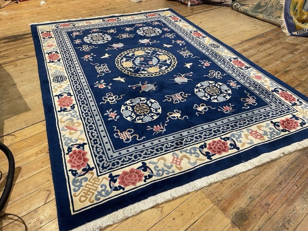 antiker-peking-teppich-250x350-cm-100-wolle-pao-tau-design-petrol-blau-1-3 Orientteppich Peking 250 x 350 cm Wolle handgeknüpft