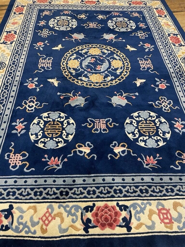 antiker-peking-teppich-250x350-cm-100-wolle-pao-tau-design-petrol-blau-1-5 Orientteppich Peking 250 x 350 cm Wolle handgeknüpft