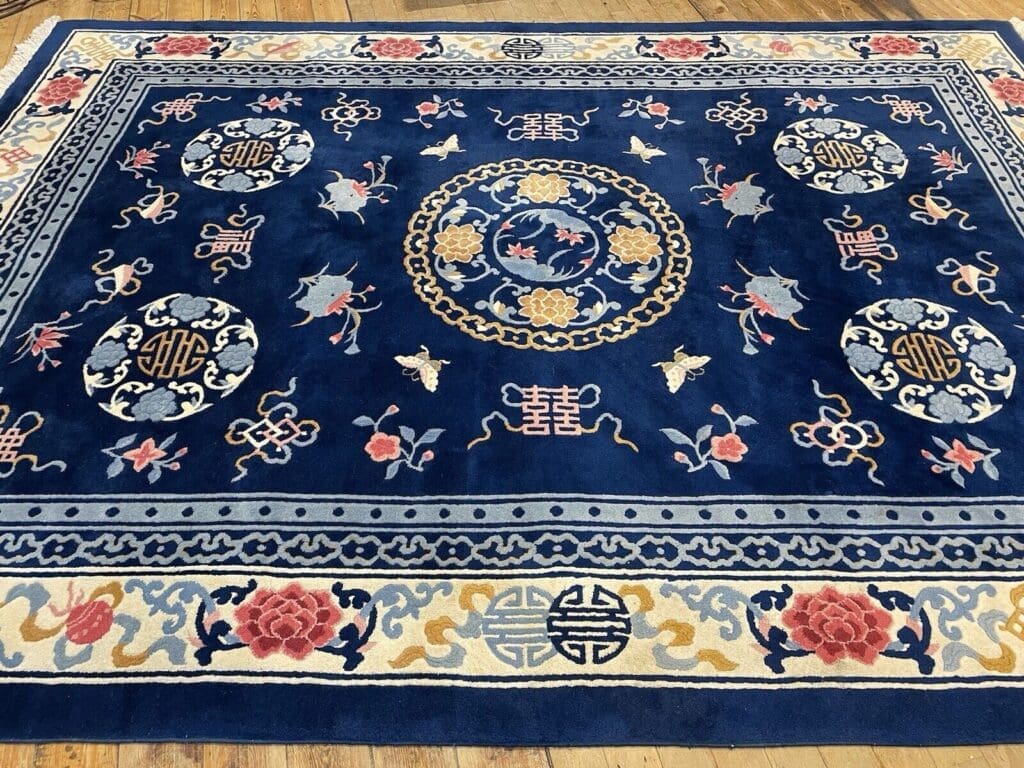 antiker-peking-teppich-250x350-cm-100-wolle-pao-tau-design-petrol-blau-1-8 Orientteppich Peking 250 x 350 cm Wolle handgeknüpft