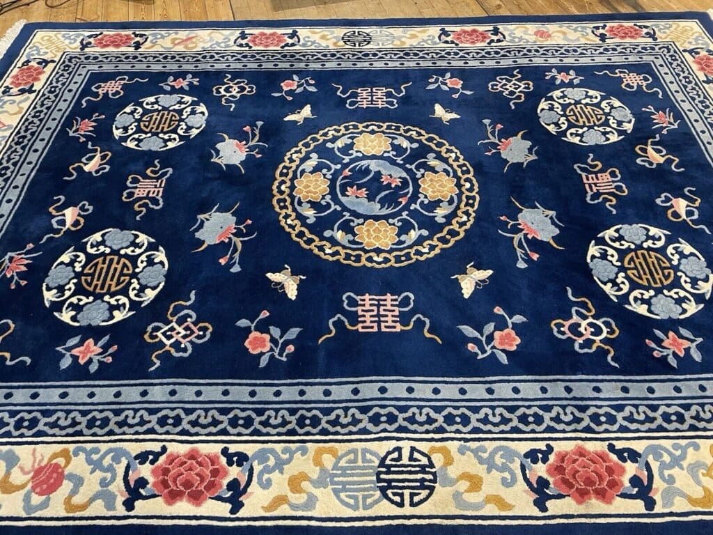 antiker-peking-teppich-250x350-cm-100-wolle-pao-tau-design-petrol-blau-1-9 Orientteppich Peking 250 x 350 cm Wolle handgeknüpft