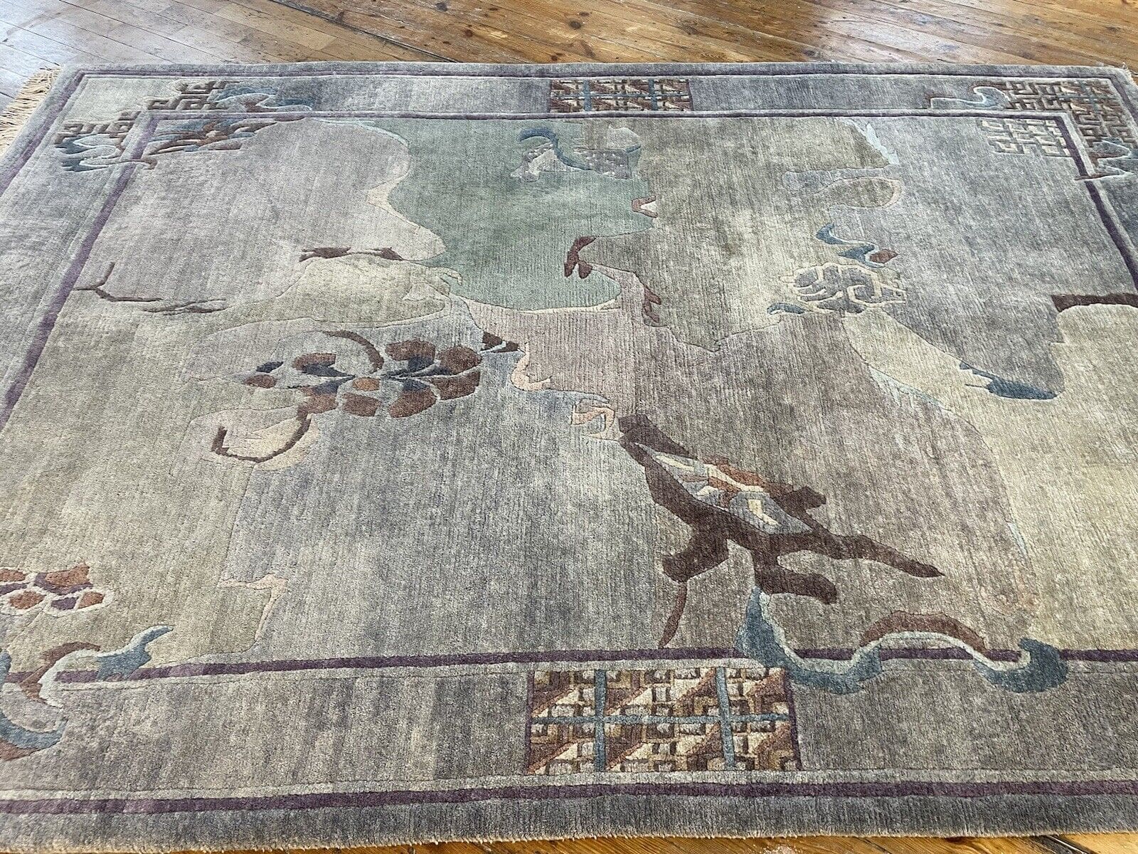 antiker-perserteppich-290x195-cm-1a-qualitat-seltene-muster-1-2 Orientteppich Nepal 290x195 cm Schurwolle handgeknüpft