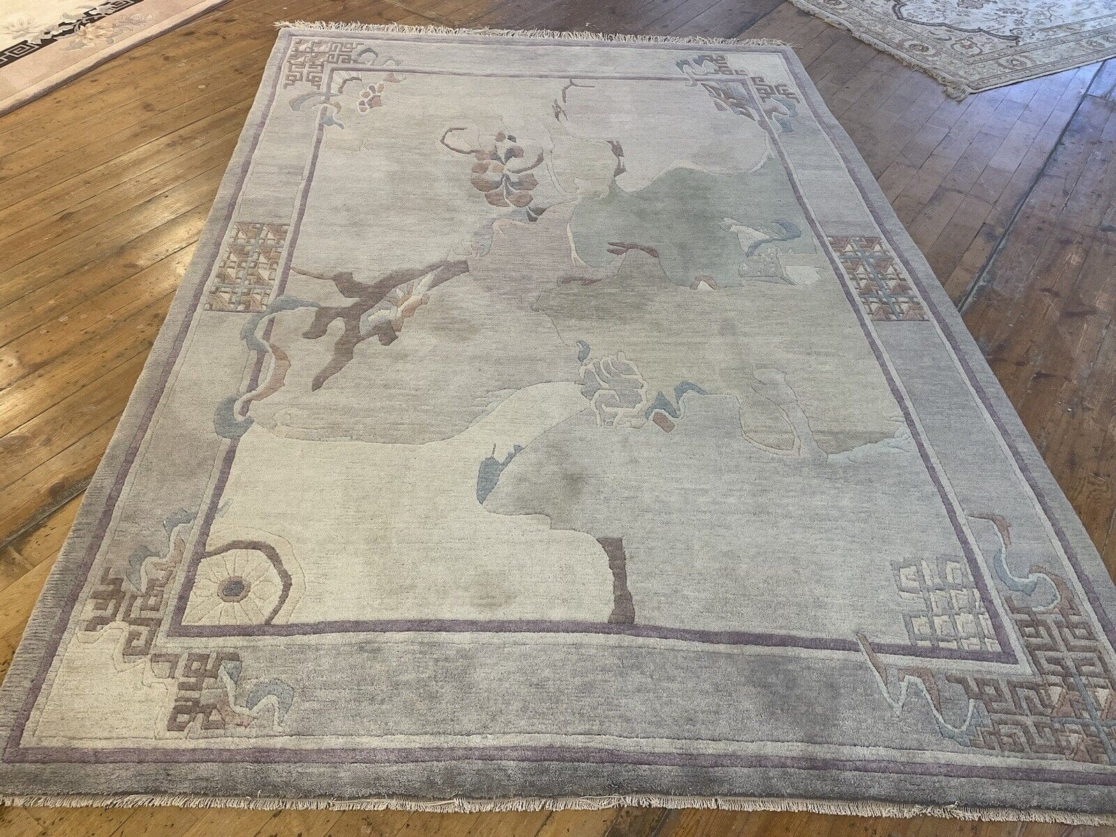 antiker-perserteppich-290x195-cm-1a-qualitat-seltene-muster-1-3 Orientteppich Nepal 290x195 cm Schurwolle handgeknüpft
