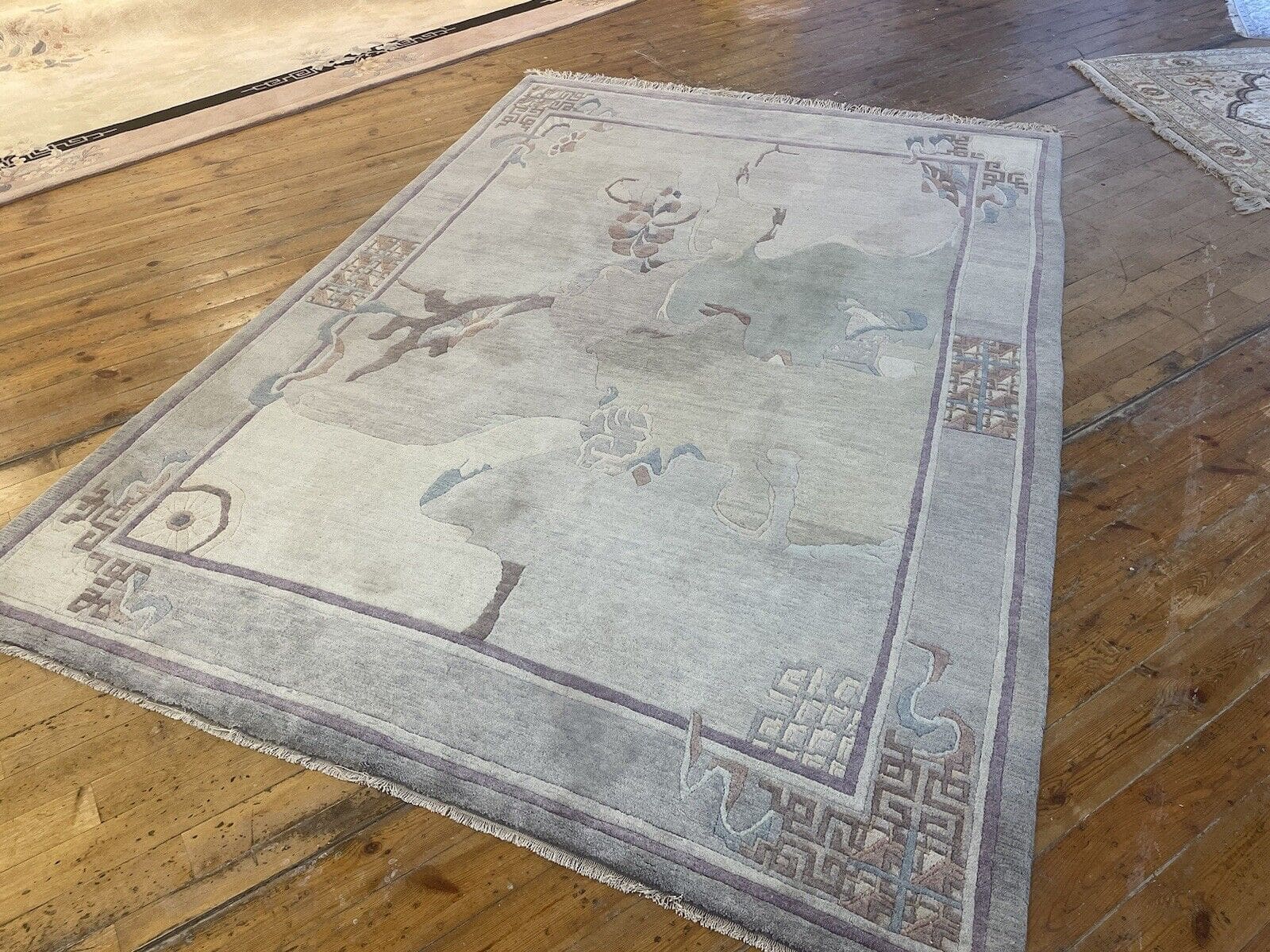 antiker-perserteppich-290x195-cm-1a-qualitat-seltene-muster-1-5 Orientteppich Nepal 290x195 cm Schurwolle handgeknüpft