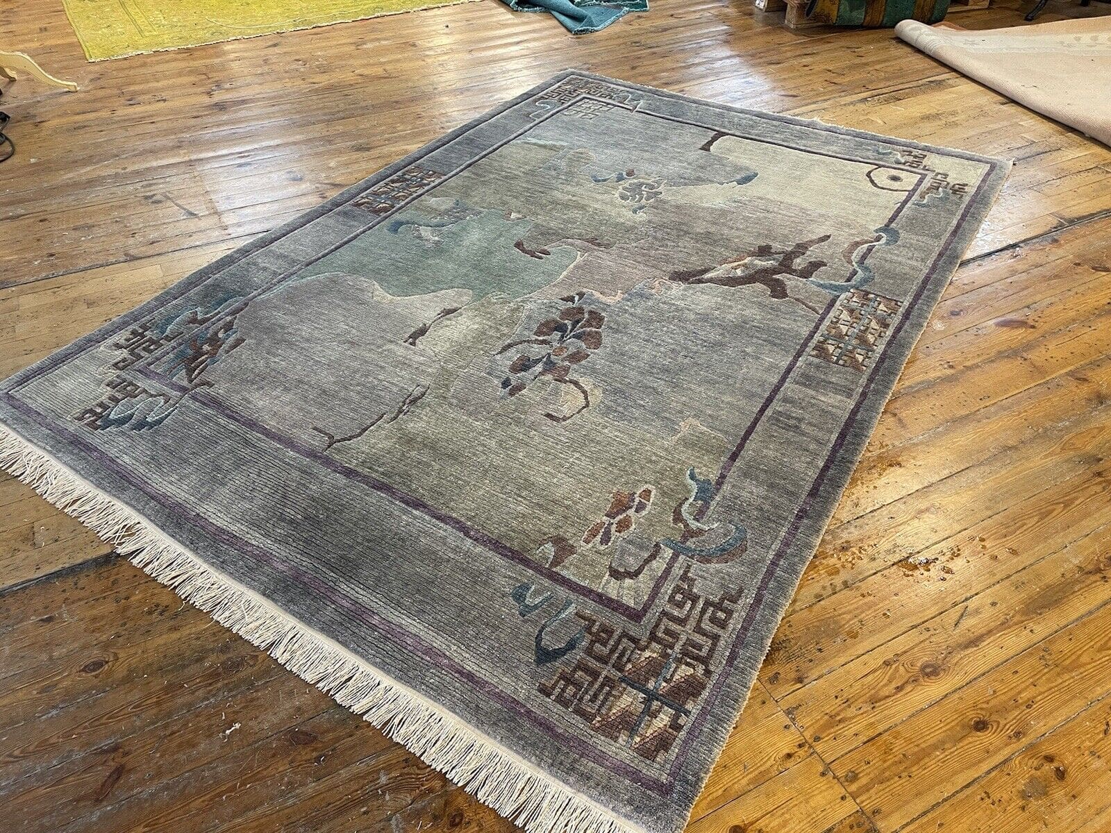 antiker-perserteppich-290x195-cm-1a-qualitat-seltene-muster-1-6 Orientteppich Nepal 290x195 cm Schurwolle handgeknüpft