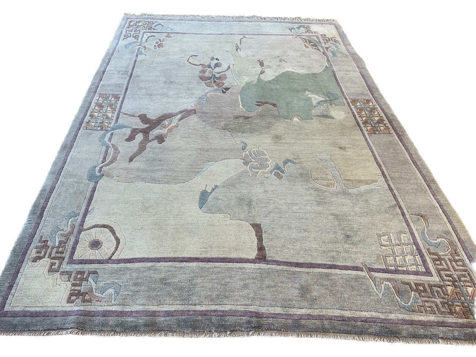 antiker-perserteppich-290x195-cm-1a-qualitat-seltene-muster-1-8 Orientteppich Nepal 290x195 cm Schurwolle handgeknüpft