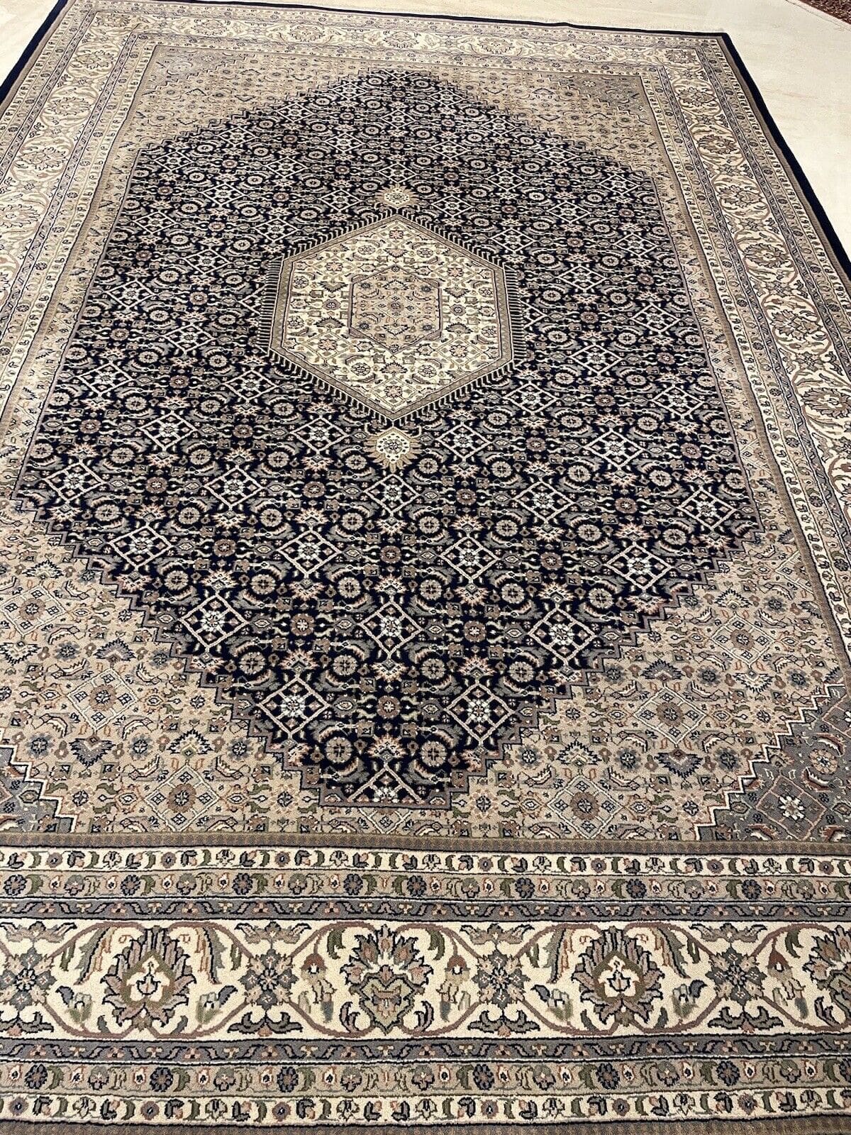 bijar-perserteppich-350x250-cm-100-reine-schurwolle-klassisches-2 Orientteppich Indien 350x250 cm Wolle handgeknüpft