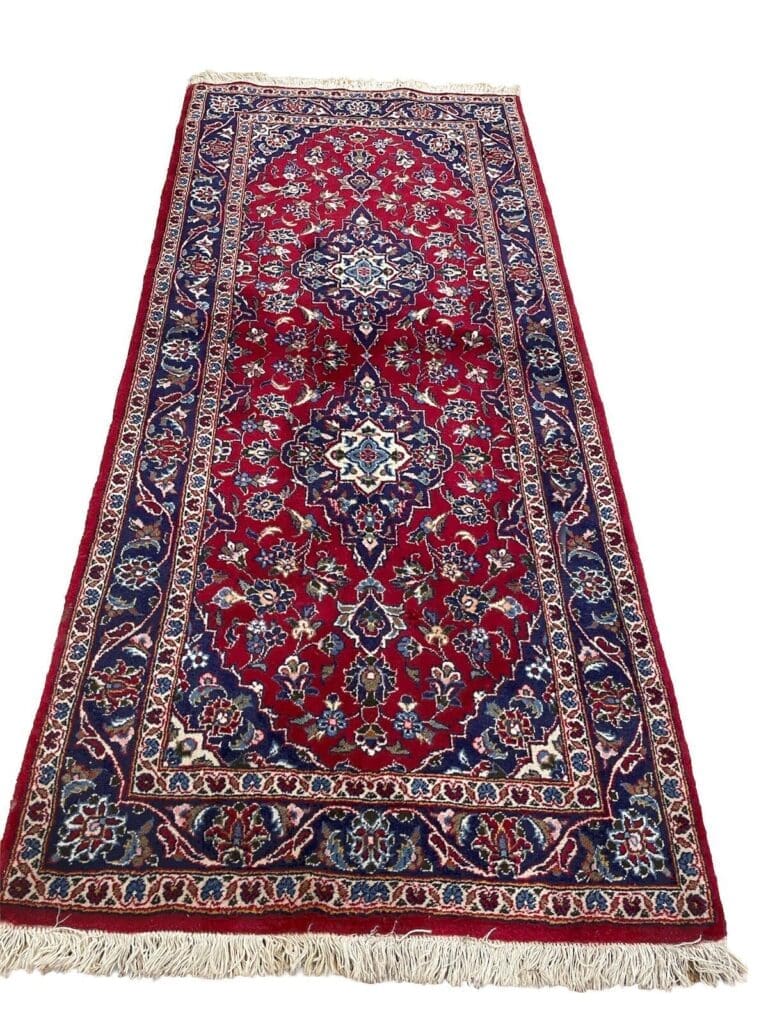 Perserteppich Kashan 200 x 90 cm Wolle handgeknüpft