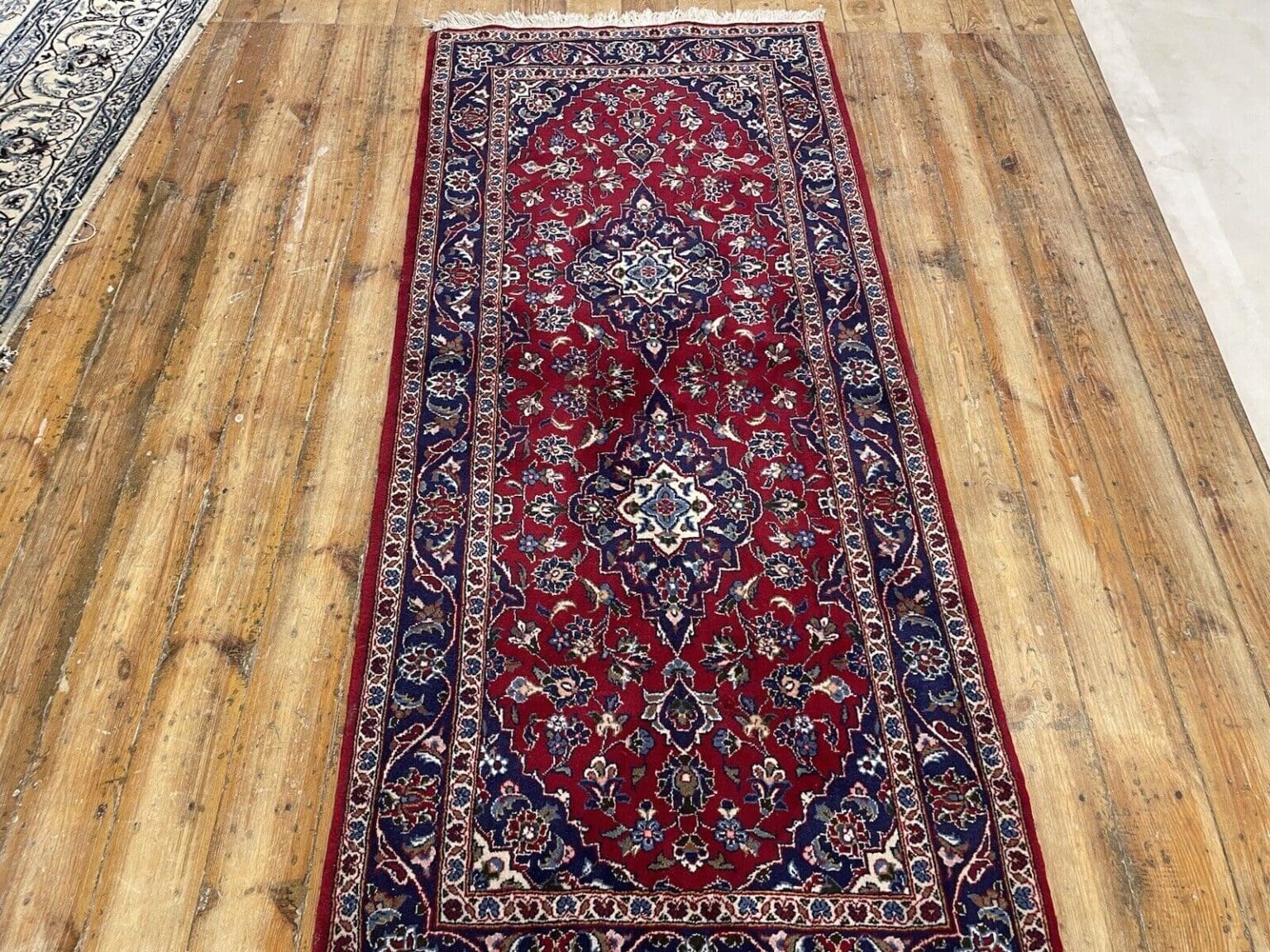 Perserteppich Kashan 200 x 90 cm Wolle handgeknüpft