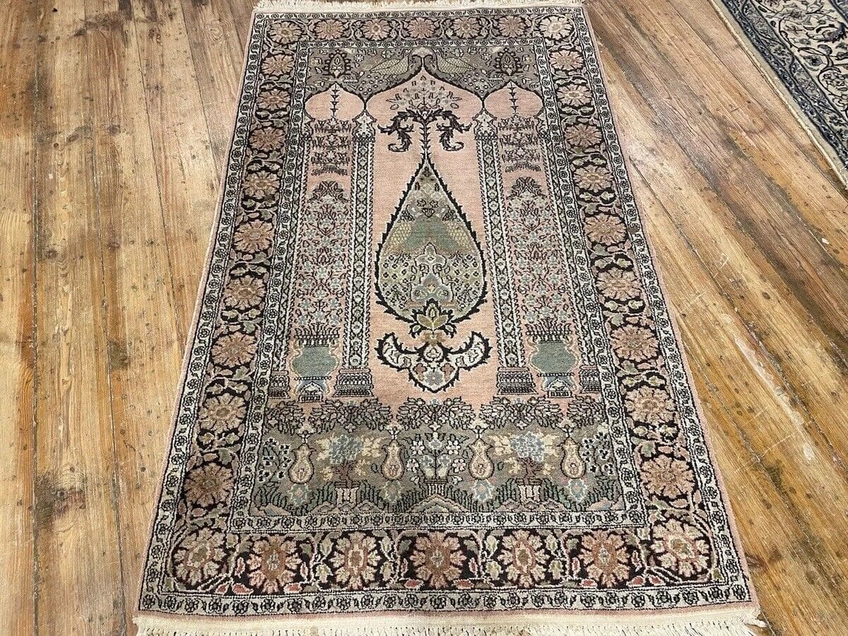 perserteppich-155x92-cm-modernes-medallion-handgeknupft-aus-100-reiner-6 Orientteppich Indien 155x92 cm Seide handgeknüpft