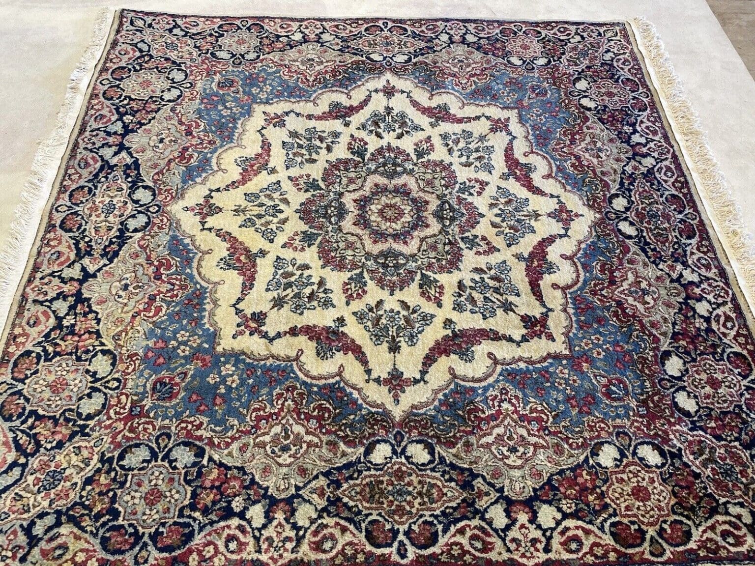 Perserteppich Kirman 180x180 cm Baumwolle handgeknüpft