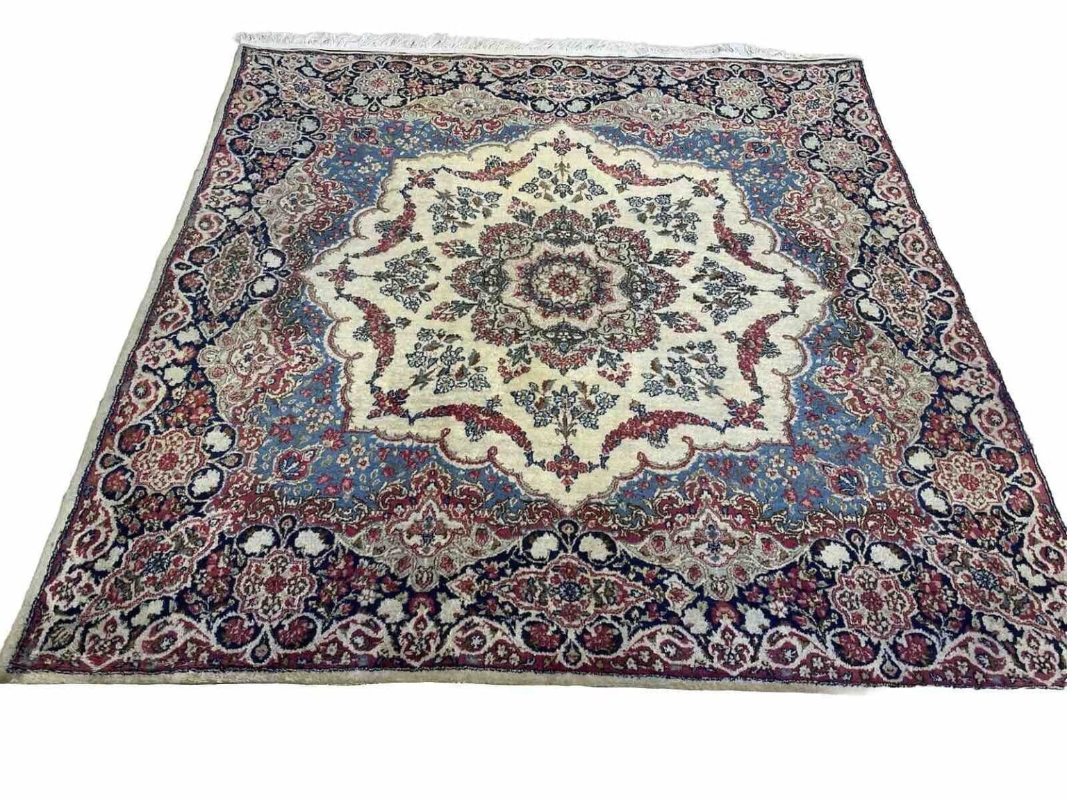 Perserteppich Kirman 180x180 cm Baumwolle handgeknüpft