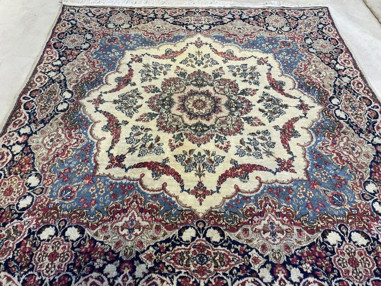 Perserteppich Kirman 180x180 cm Baumwolle handgeknüpft