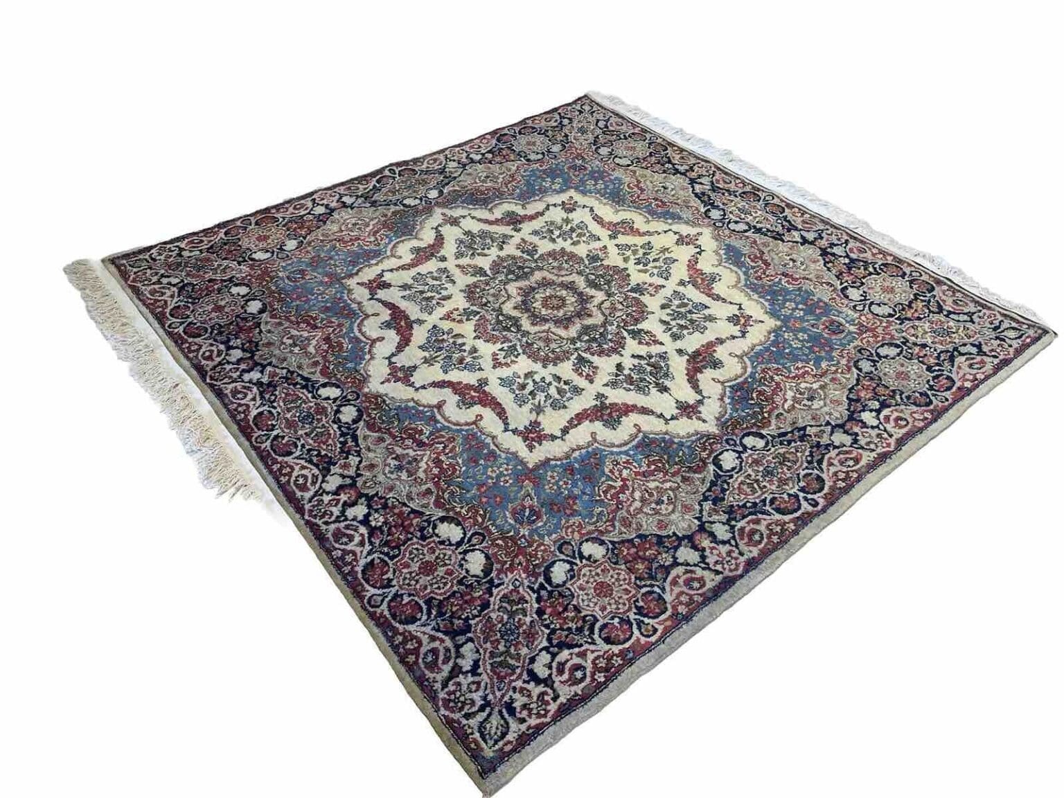 Perserteppich Kirman 180x180 cm Baumwolle handgeknüpft