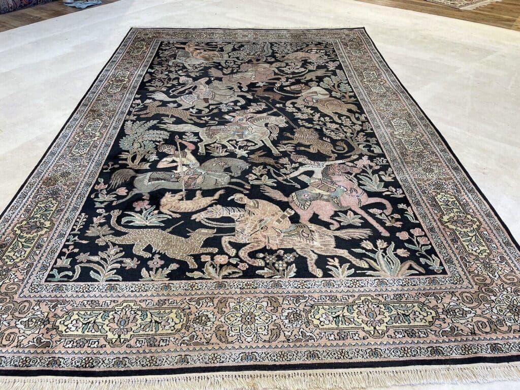 Orientteppich Kaschmir 270x185 cm Seide handgeknüpft