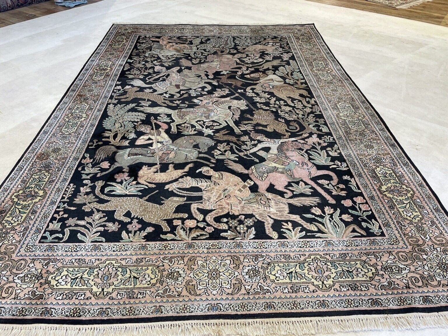 Orientteppich Kaschmir 270x185 cm Seide handgeknüpft