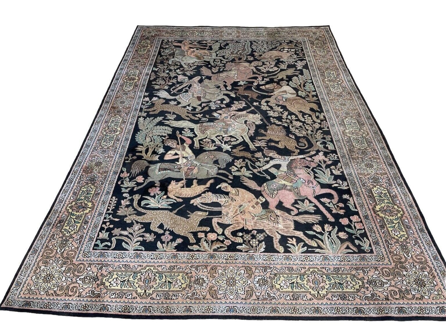 Orientteppich Kaschmir 270x185 cm Seide handgeknüpft