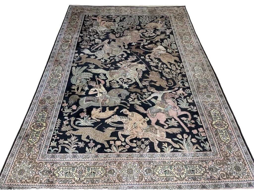 Orientteppich Kaschmir 270x185 cm Seide handgeknüpft