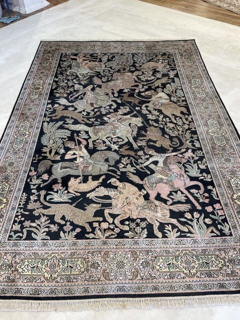 Orientteppich Kaschmir 270x185 cm Seide handgeknüpft