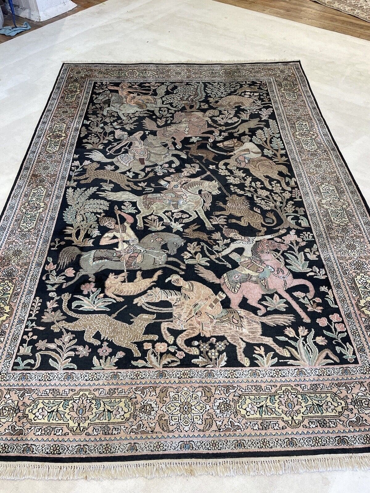 Orientteppich Kaschmir 270x185 cm Seide handgeknüpft