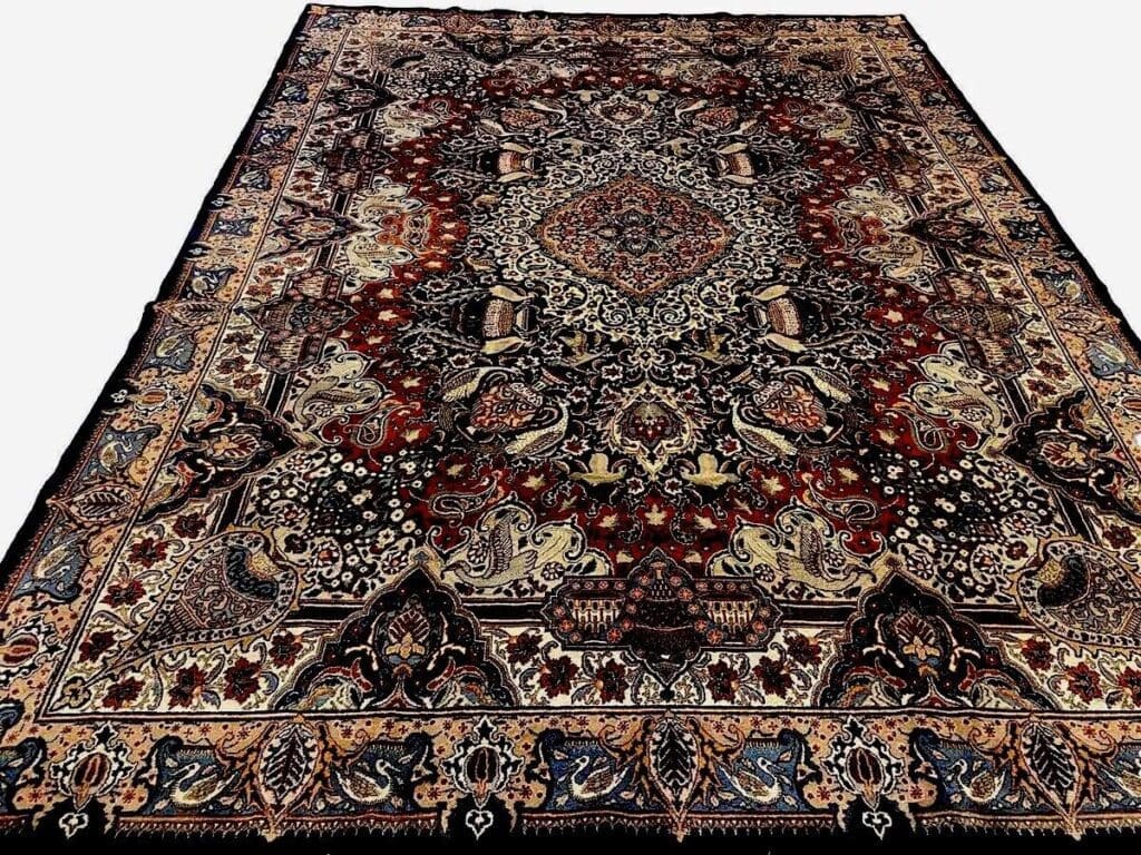 kashmari-blau-vasenmuster-perserteppich-400x300-sehr-feine-qualitat-sehr-2 Perserteppich Kaschmir 400x300 cm Wolle handgeknüpft