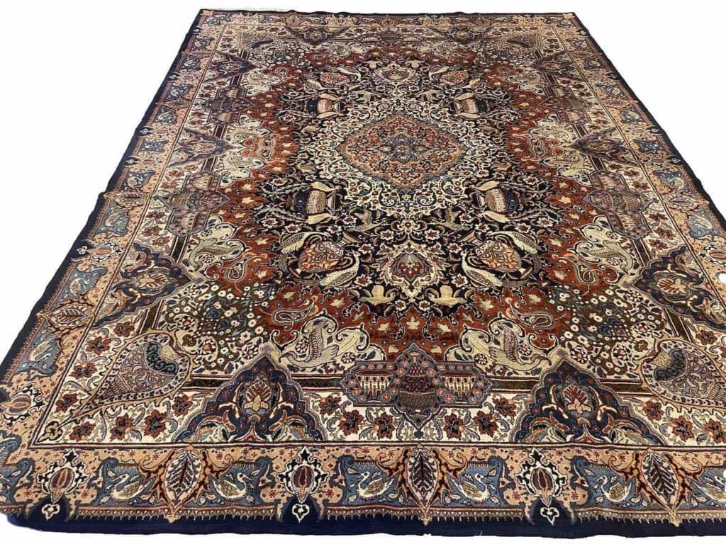 kashmari-blau-vasenmuster-perserteppich-400x300-sehr-feine-qualitat-sehr-4 Perserteppich Kaschmir 400x300 cm Wolle handgeknüpft