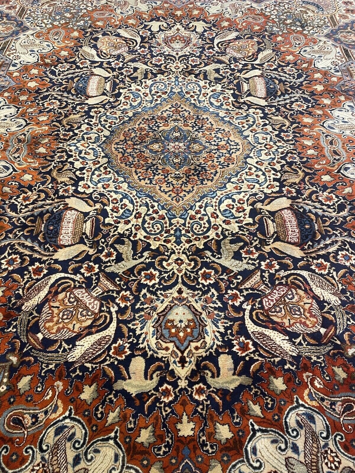 kashmari-blau-vasenmuster-perserteppich-400x300-sehr-feine-qualitat-sehr-6 Perserteppich Kaschmir 400x300 cm Wolle handgeknüpft