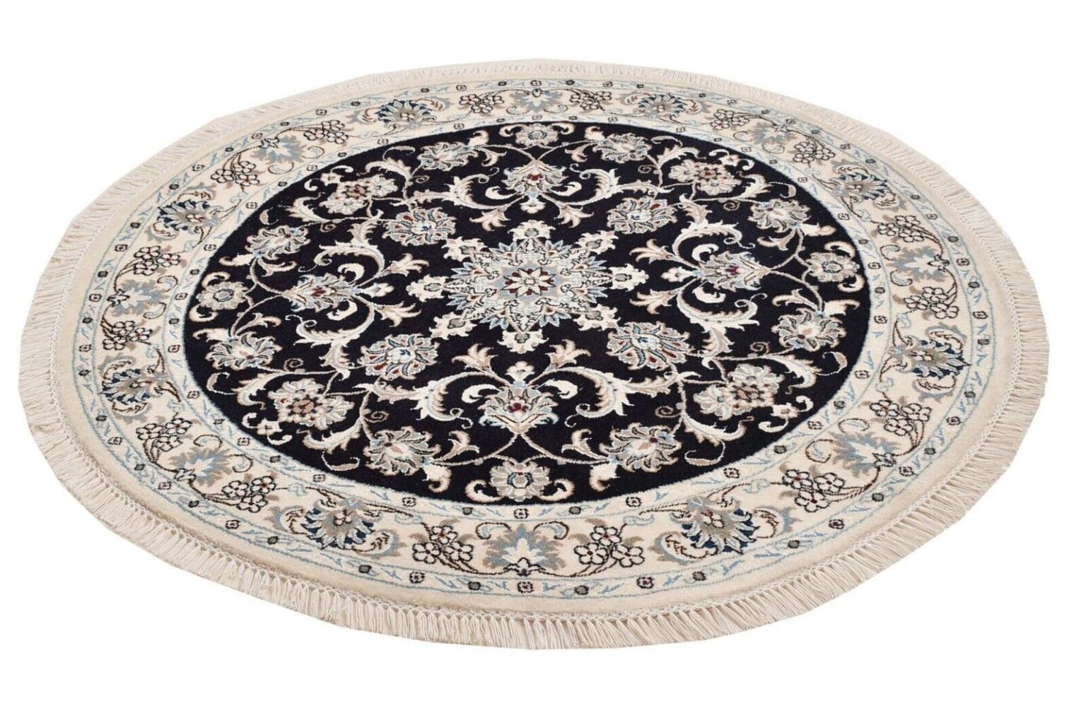 original-perserteppich-nain-kashmari-148-cm-x-148-cm-top-zustand-1-1 Perserteppich Nain 148 x 148 cm handgeknüpft (Verkauft)