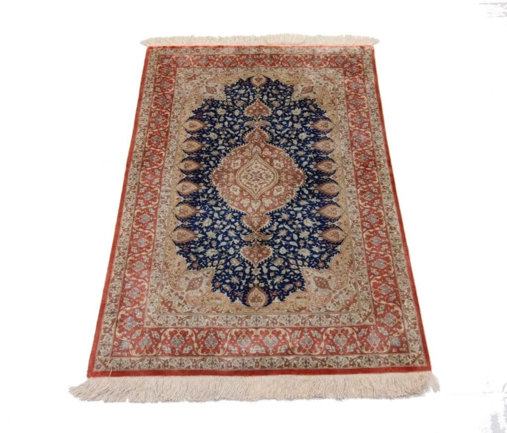Perserteppich Qom 115 x 78 cm Seide handgeknüpft