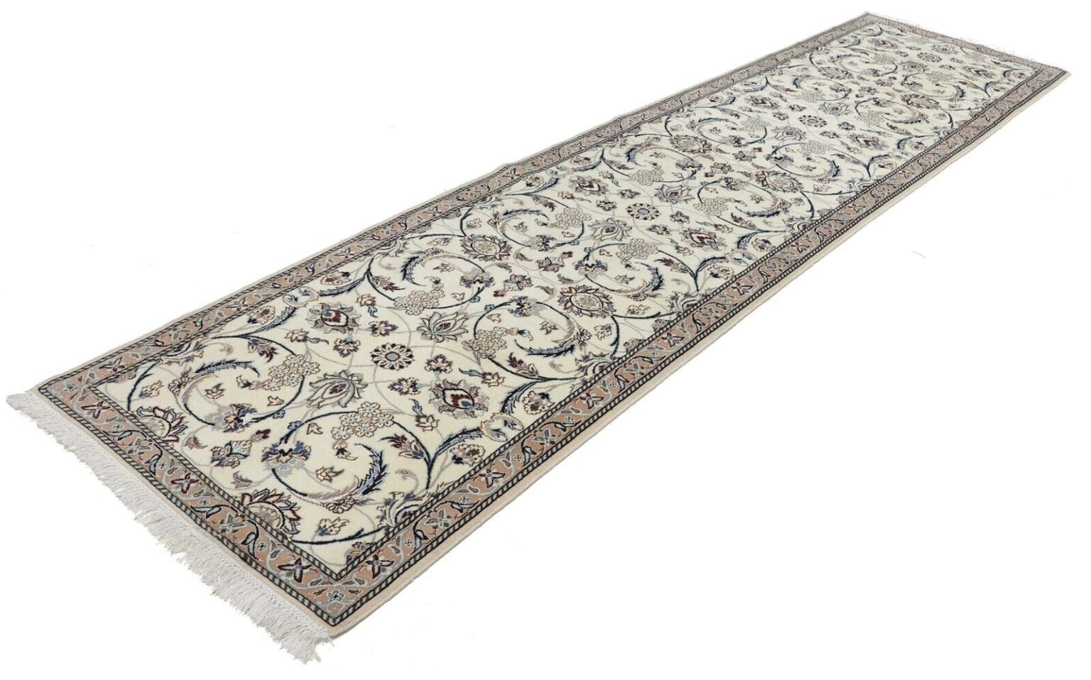 Perserteppich Nain 394 x 98 cm Seide handgeknüpft