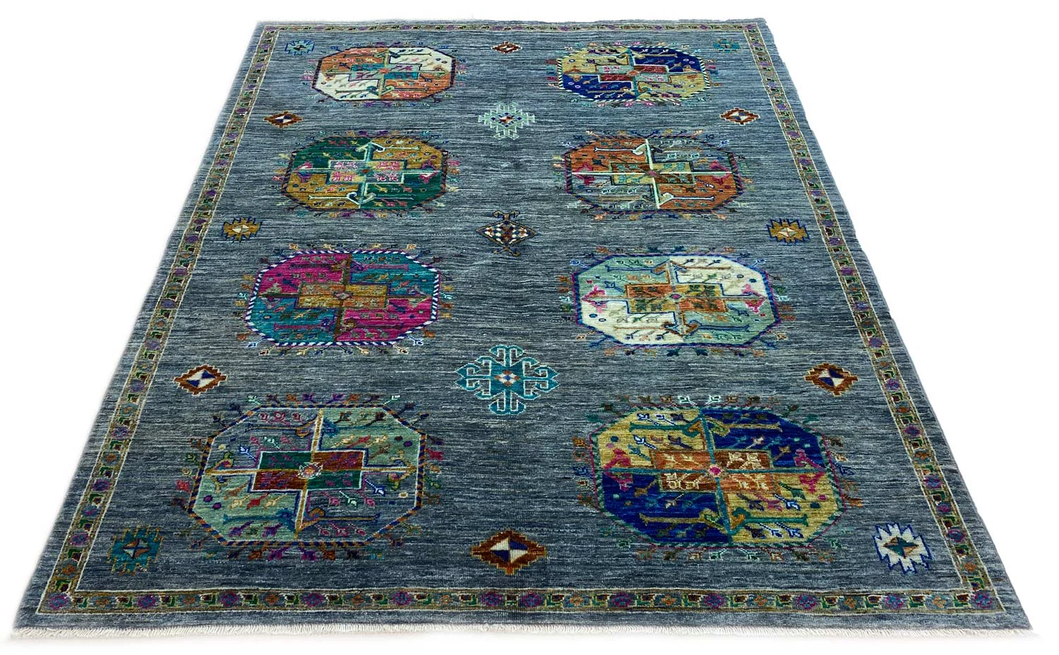 Orientteppich Samarkand 196 x 156 cm Schurwolle handgeknüpft