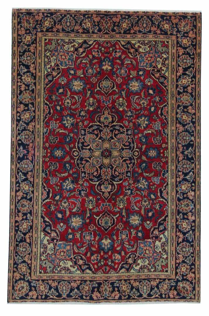 Perserteppich Keshan 194 x 127 cm Schafwolle handgeknüpft