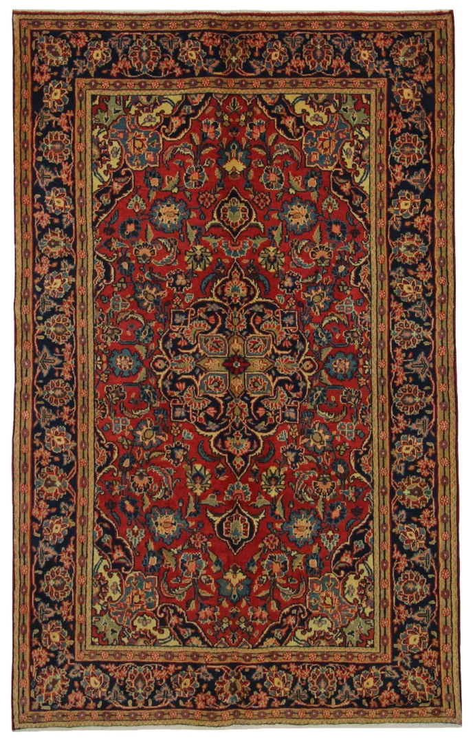 Perserteppich Keshan 197 x 122 cm Schafwolle handgeknüpft