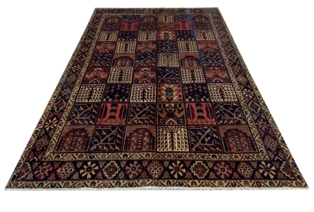 bakhtiar-teppich-315-x-210-cm-kheshti-gartenmuster-in-rot-braun-und-creme-1-1 Perserteppich Bakhtiar 315 x 210 cm Wolle handgeknüpft