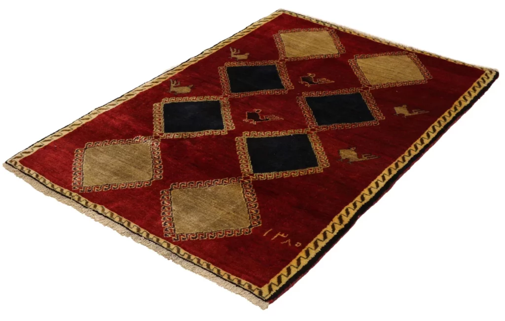 gabbeh-shuli-155-x-107-cm-90000-180000-knoten-m-kreative-muster-1-2 Perserteppich Fars 155 x 107 cm Wolle handgeknüpft