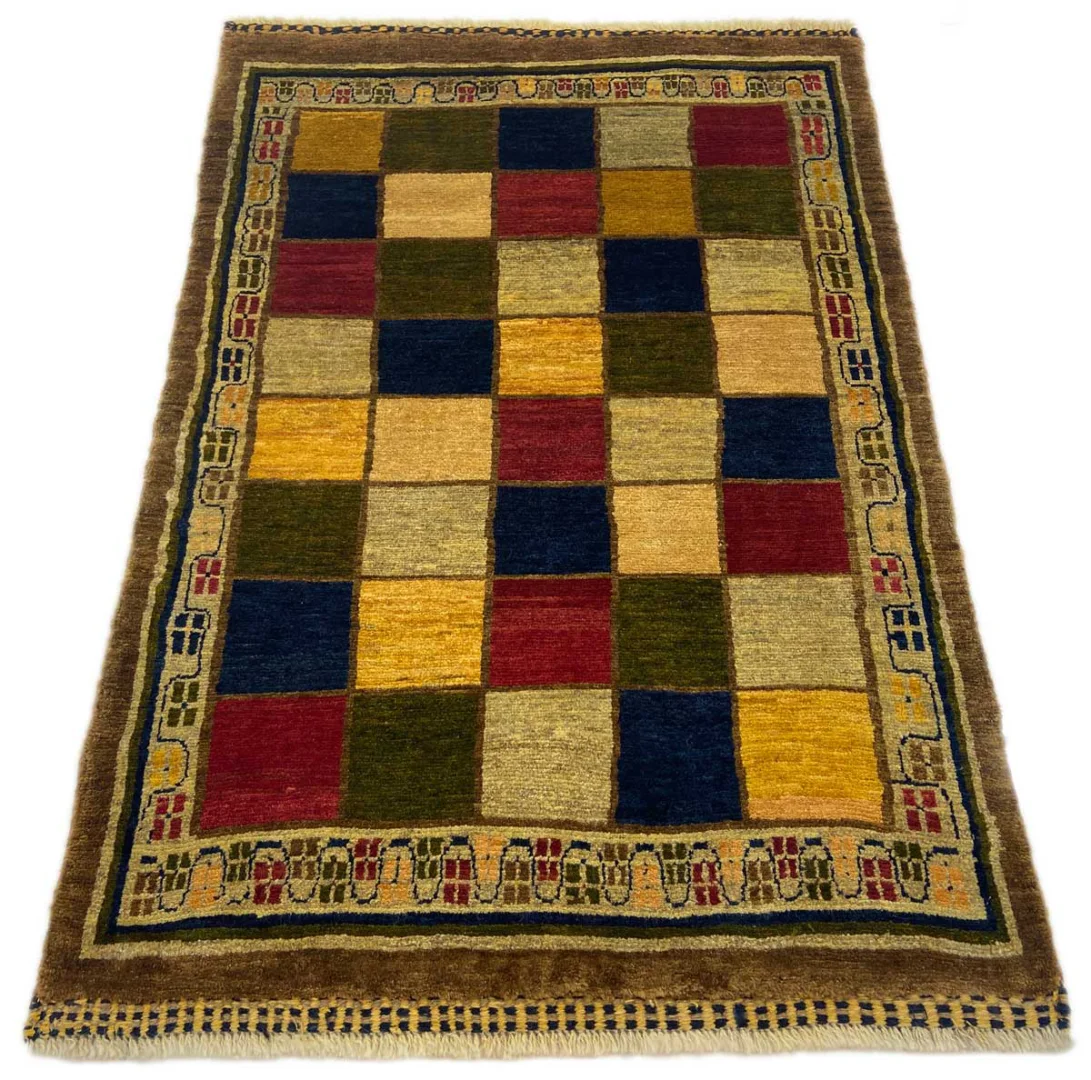 gabbeh-145-x-105-cm-gabbeh-shuli-ausgefallene-muster-auf-glanzvoller-1 Perserteppich Fars 145 x 105 cm Wolle handgeknüpft