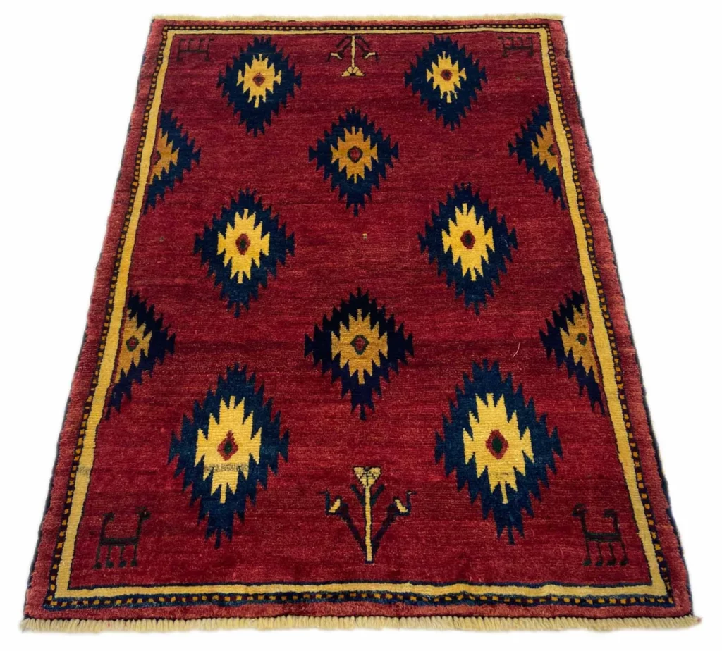 gabbeh-shuli-teppich-148-x-112-cm-ausgefallene-muster-knotendichte-90000-1 Perserteppich Fars 148 x 112 cm Wolle handgeknüpft