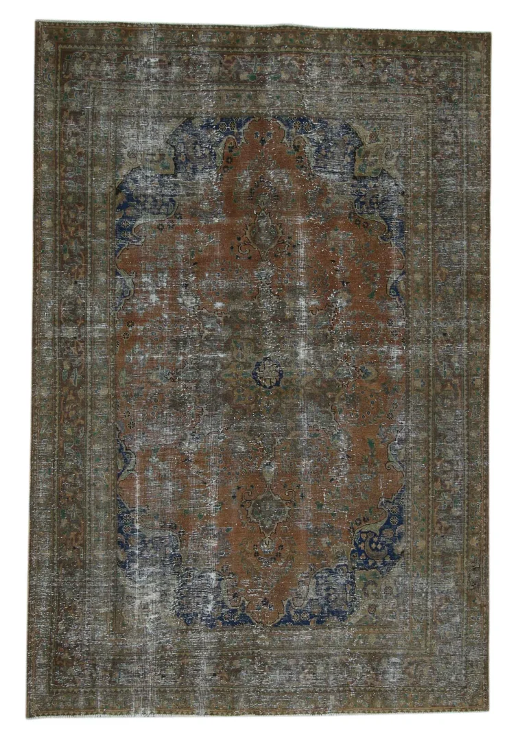 vintage-perserteppich-293-x-195-cm-handgeknupft-aufwendig-aufgearbeitet Perserteppich 293 x 195 cm Wolle handgeknüpft