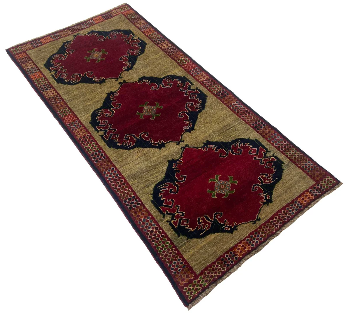 gabbeh-194-x-98-cm-gabbeh-shuli-mit-ausgefallenen-mustern-knotendichte-2 Perserteppich Fars 194 x 98 cm Wolle handgeknüpft