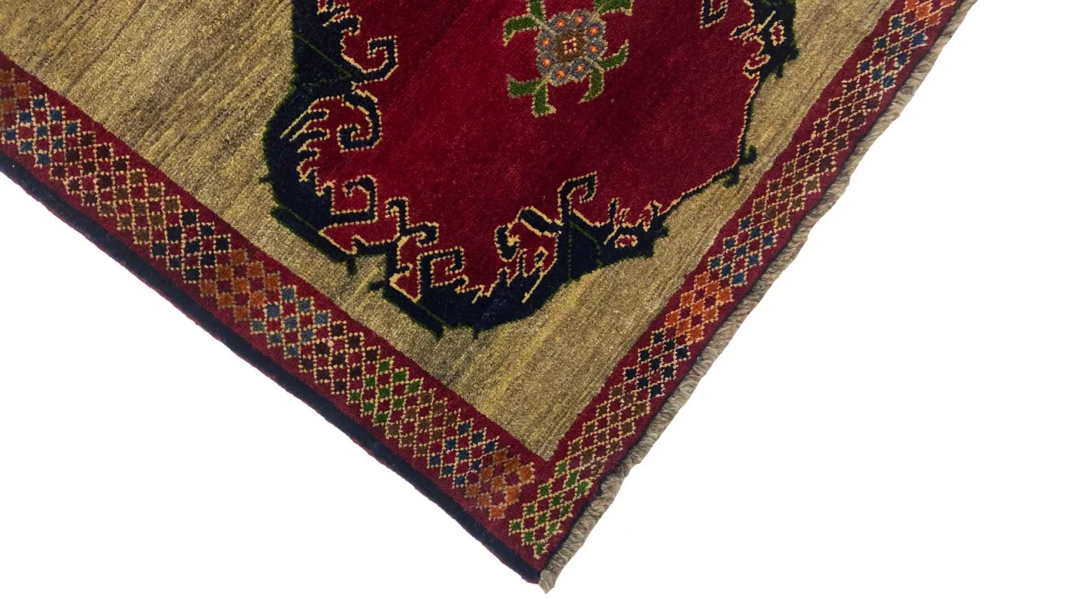 gabbeh-194-x-98-cm-gabbeh-shuli-mit-ausgefallenen-mustern-knotendichte-3 Perserteppich Fars 194 x 98 cm Wolle handgeknüpft