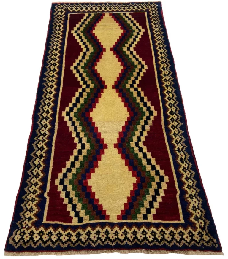 gabbeh-shuli-200-x-94-cm-90000-180000-knoten-ausgefallene-muster-auf-1 Perserteppich Fars 200 x 94 cm Wolle handgeknüpft